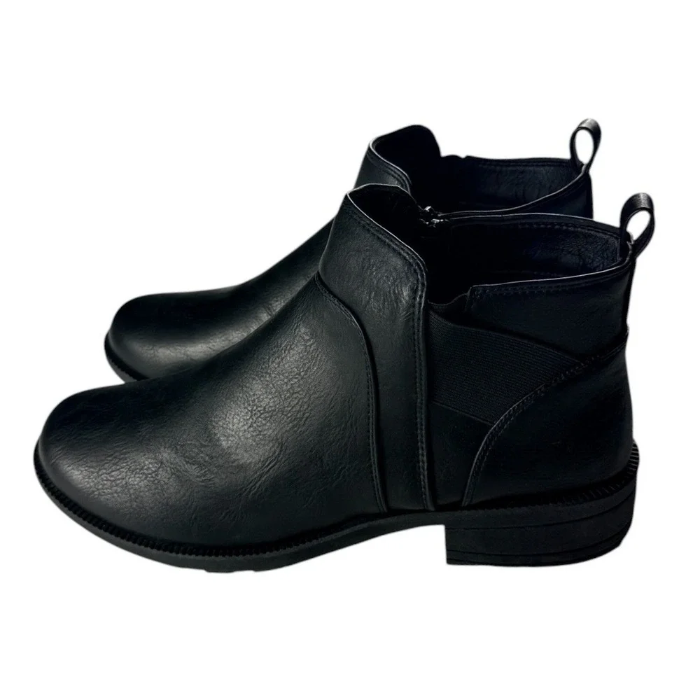 Easy Street Amiga Black Faux Leather Ankle Bootie Women 10W 31-7911 Comfort NEW